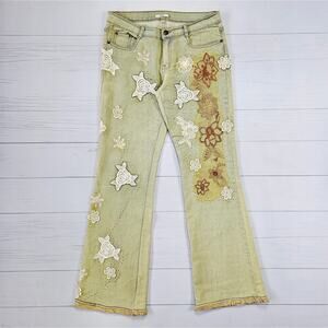 Euro Jeans Low-Rise Flared Beaded Embroidered Fairycore - Size 30